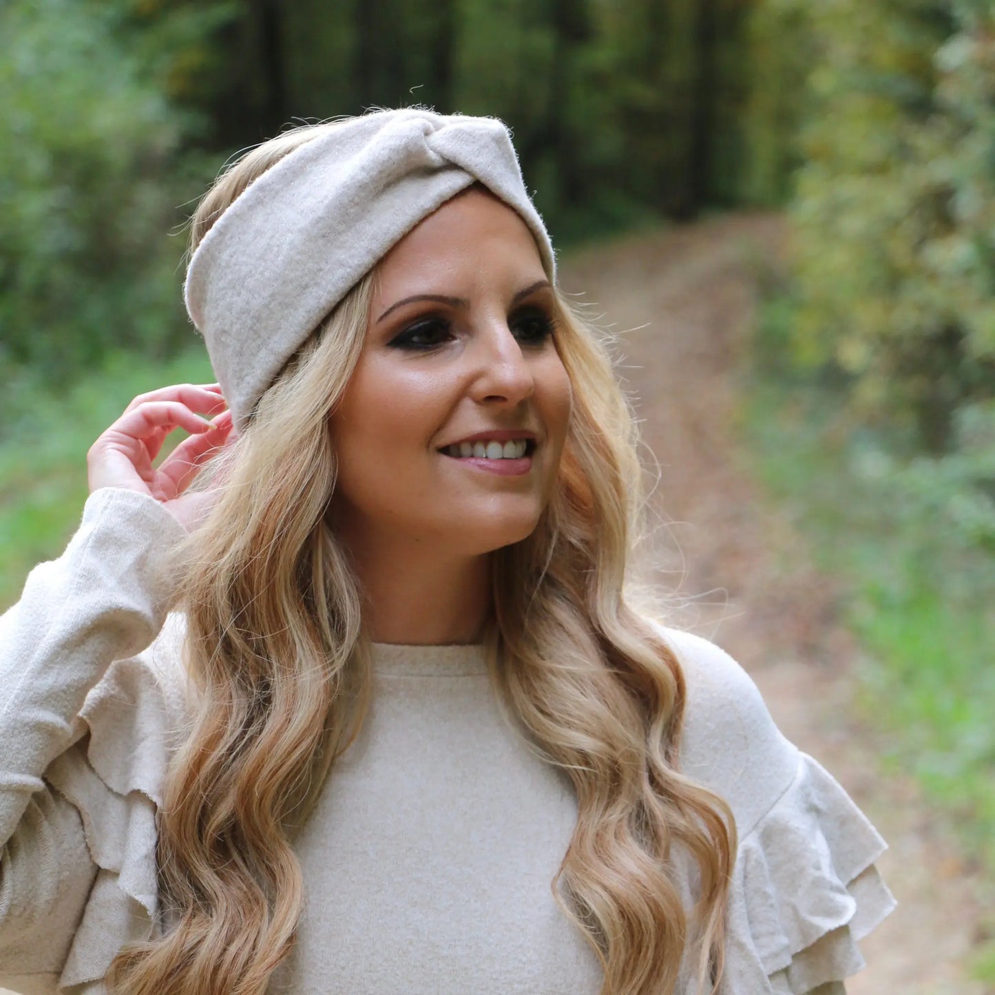 Stirnbänder aus Wollwalk "ecru" Böhnens