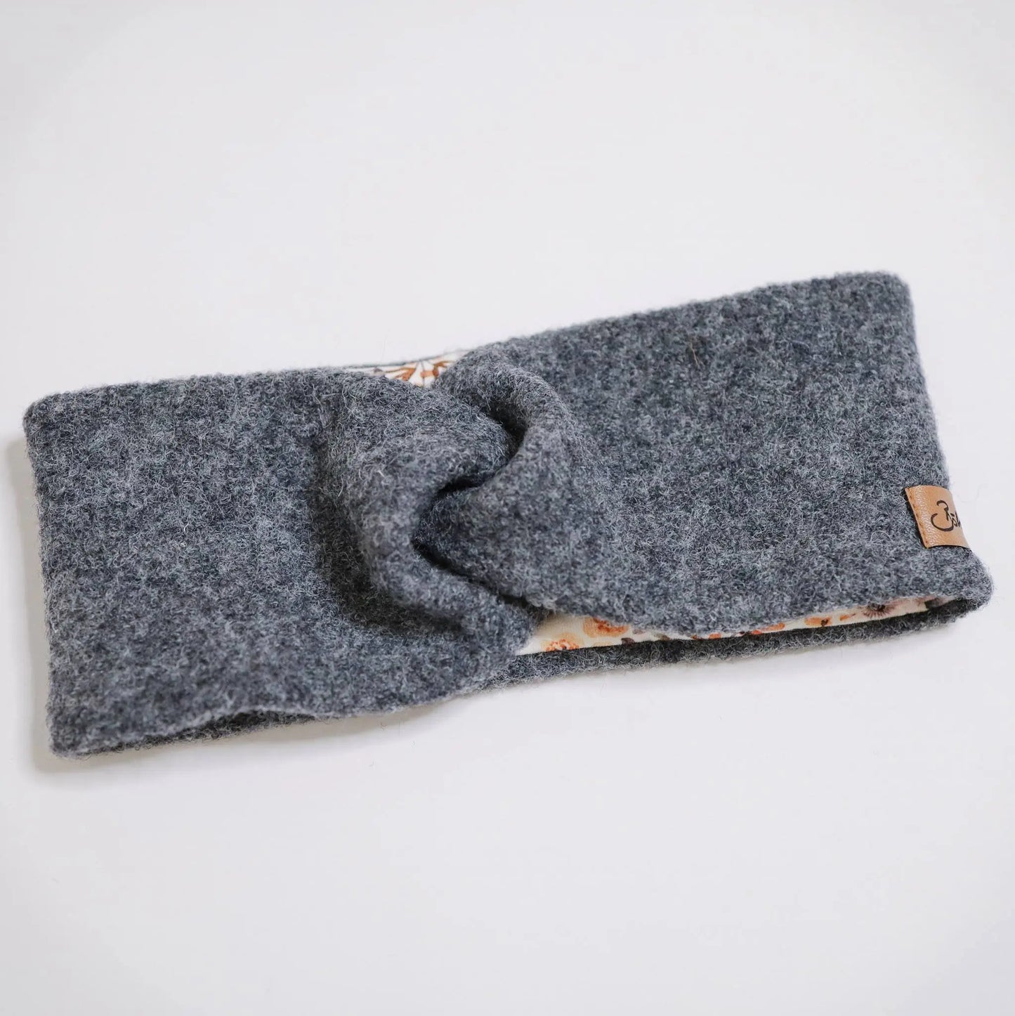 Stirnband aus Wollwalk dunkelgrau