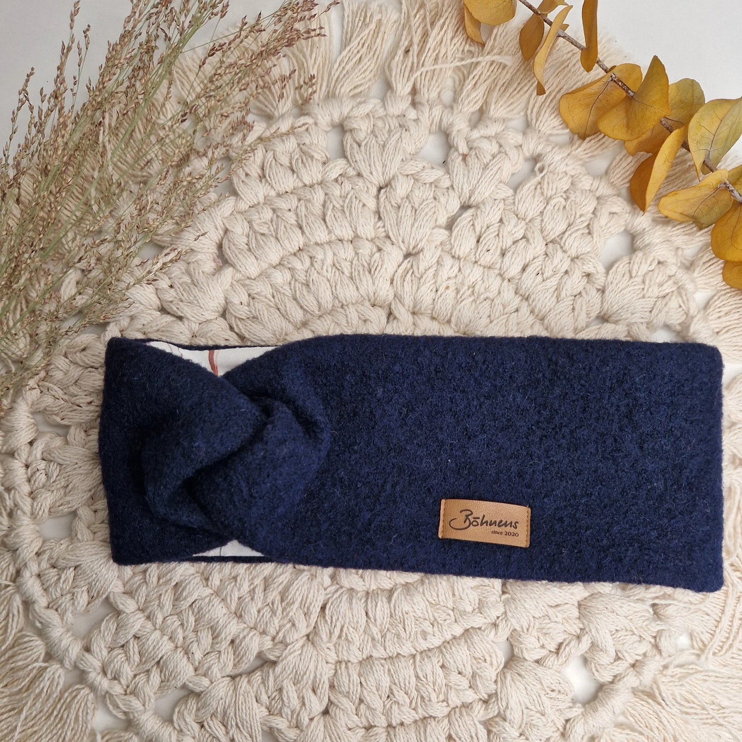 Stirnbänder aus Wollwalk "navy blau" Böhnens