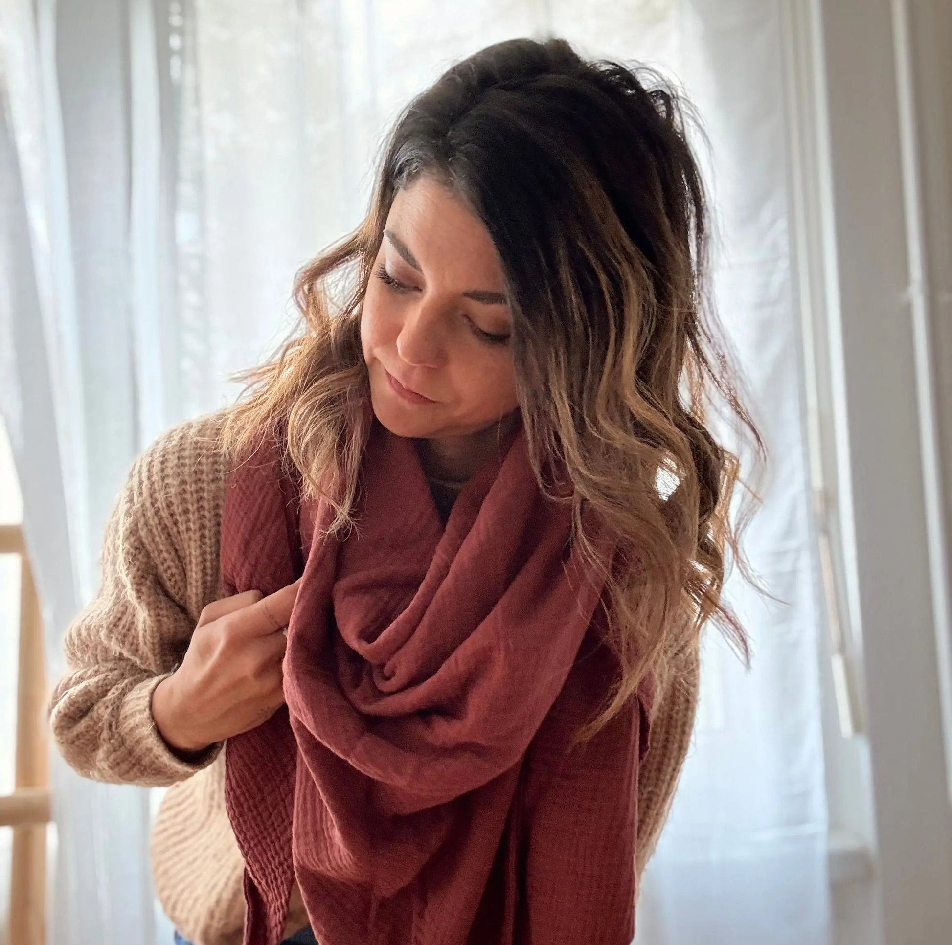 Musselinschal Erwachsene "beere" 240x100cm Böhnens Böhnens