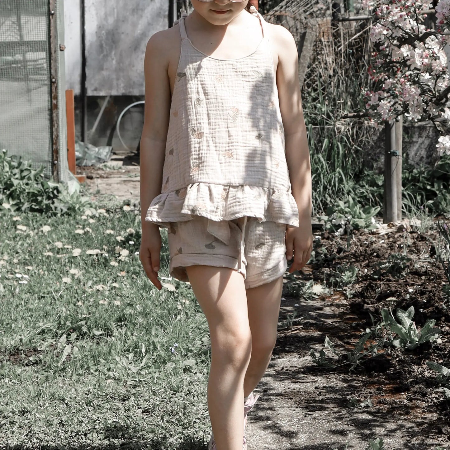 Musselin Set Kinder Top und Shorts Details