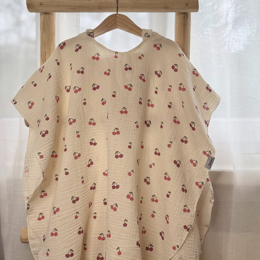 Badeponcho Kinder Bio Musselin Kirschen