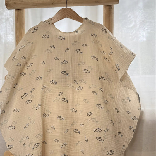 Badeponcho Kinder Bio Musselin Fische